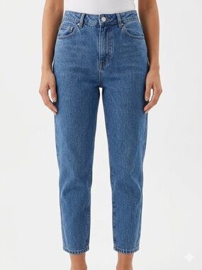 Zara Trafaluc High Waisted Tapered Leg Mom Jean Medium Blue Wash Women's 4
